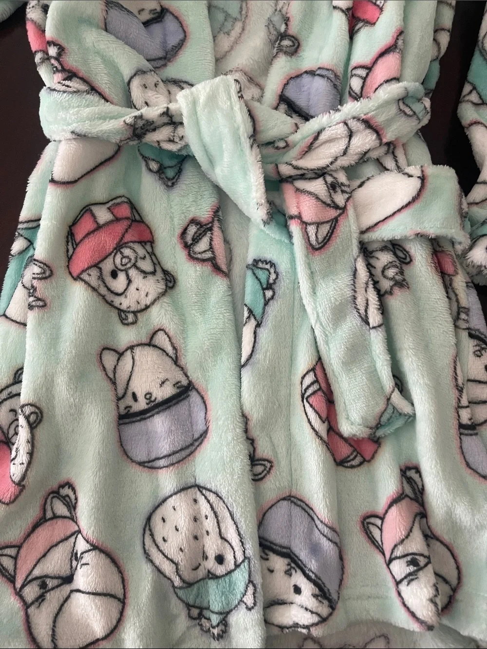 Kids Mint Animal Hooded Fleece Robe with Belt size 7/8